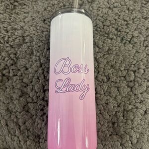 Pink and White Boss Lady Sublimation Tumbler